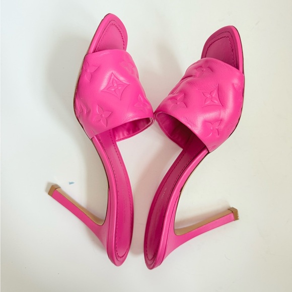 Louis Vuitton Pink Leather Revival LV Monogram Heels mules EU 38 - Picture 9 of 9